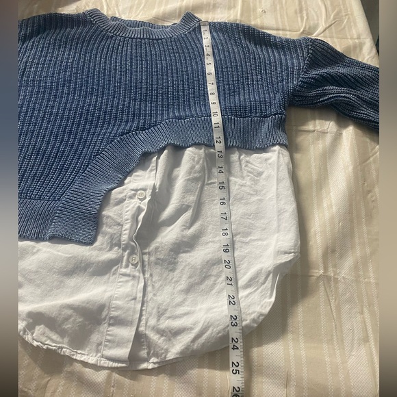 Pilcro Anthropologie Asymmetrical twofer Ribbed Sweater vintage wash blue - Picture 9 of 9